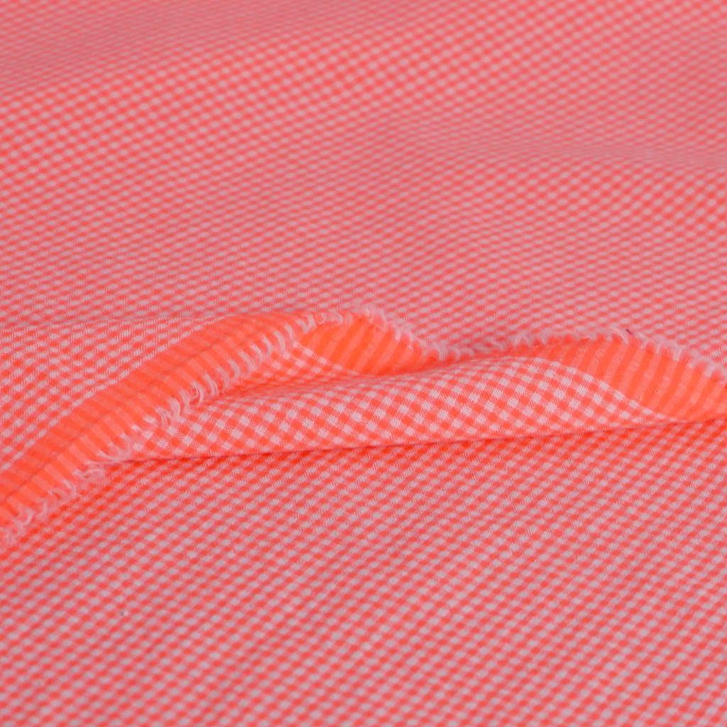 Seersucker leichter Baumwollmix kleines Karo neon pink